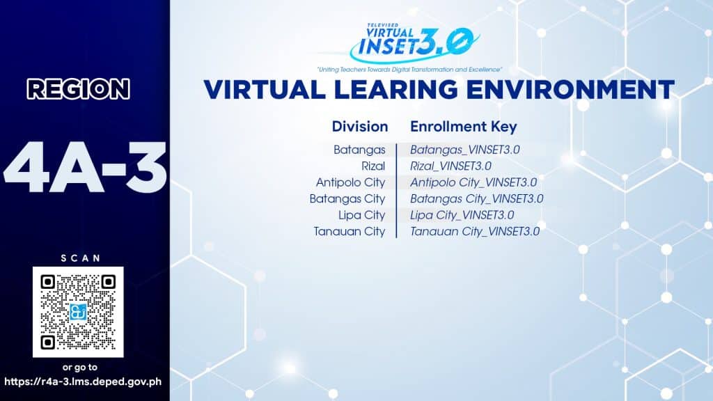 Region 4A-3 Enrollment Key DepEd VINSET 3.0