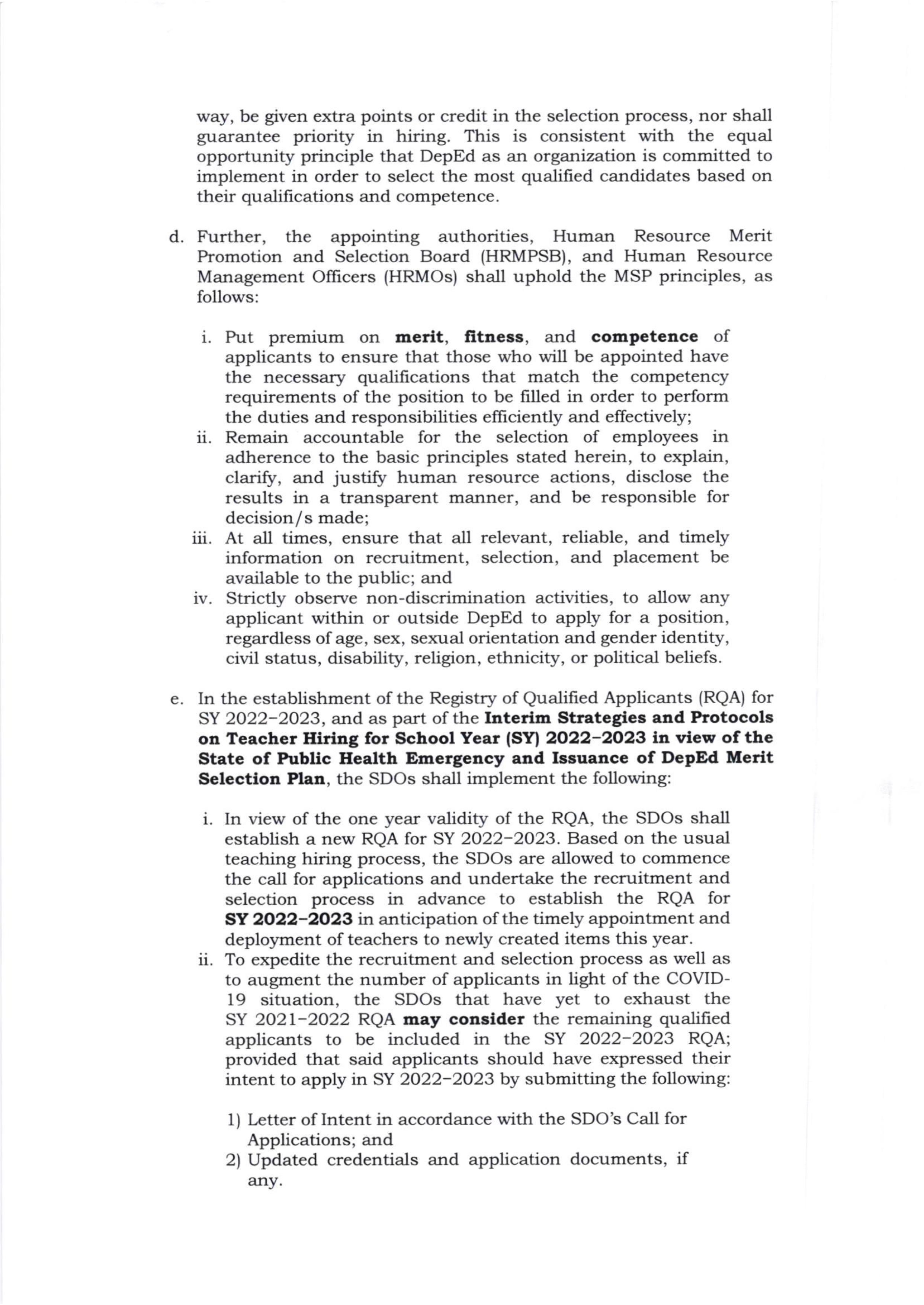 DepEd Instructions on Teacher Hiring for School Year 20222023 TeacherPH